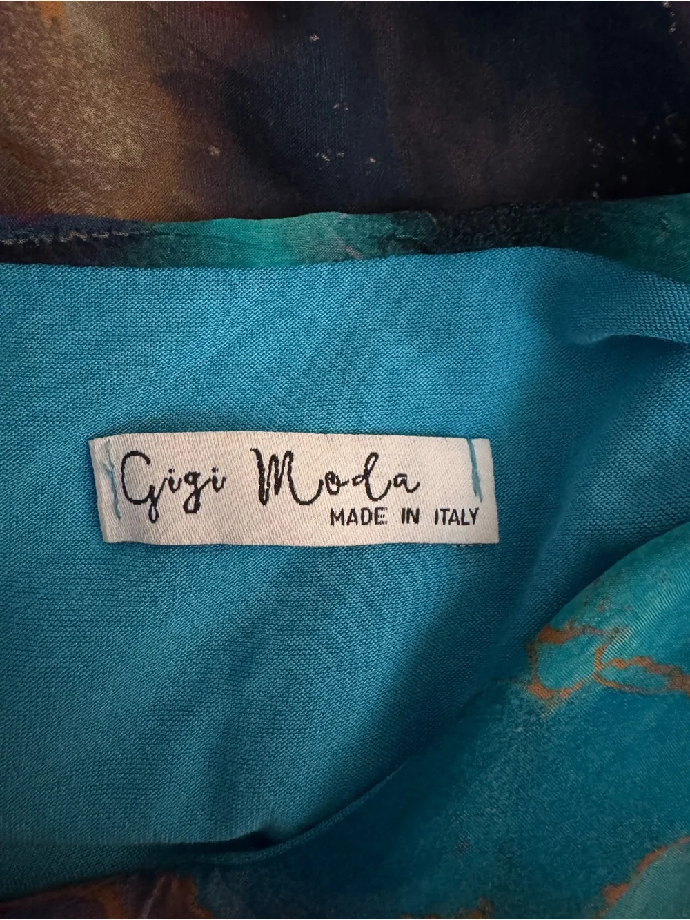 GIGI MODA AMANTE TURQUOISE TEMPESTA SILK ART GALA COASTAL TOP ONE SIZE OS - Picture 4 of 4
